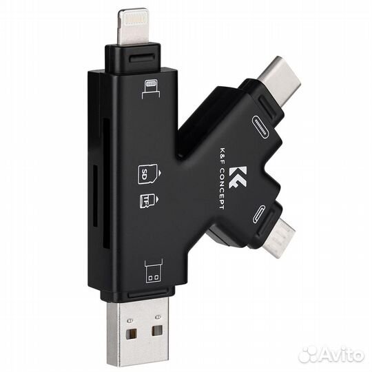 Картридер 4 в 1 (SD, MicroSD, Lightning, Type-C)