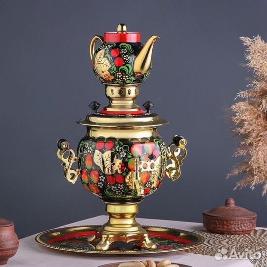 Набор «Хохлома», овал, 3 предмета, самовар 3 л, за