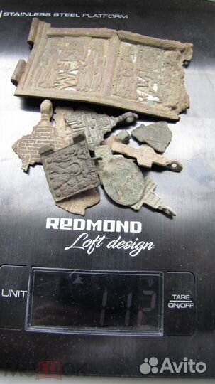 Складень Крестик - фрагменты, коп. медная пластика