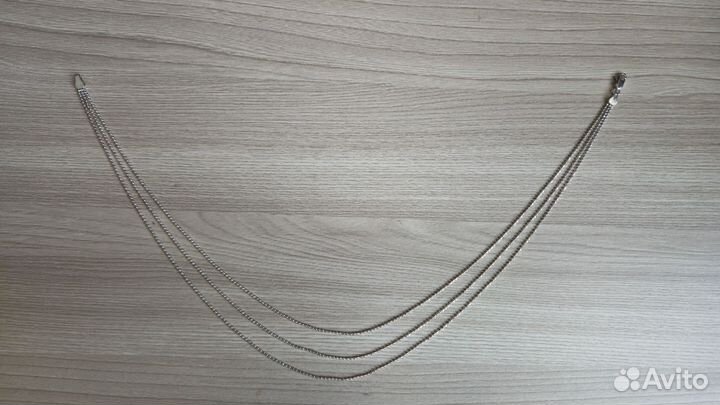 Серебряное колье трехрядное