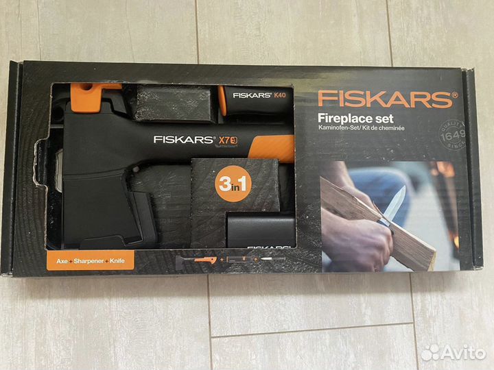 Набор Fiskars топор x7+Точилка+Нож Fiskars k40