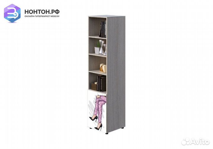 Стеллаж Мийа-3А ясень шимо светлый / белая шагрень