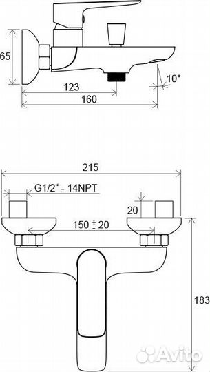 Смеситель для ванны Ravak Classic-CL 022.00/150 X070083