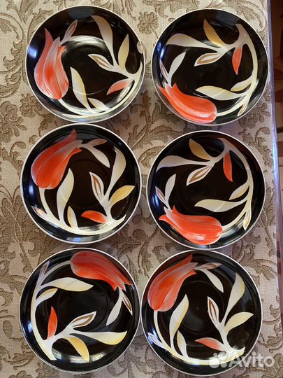 Чайный сервиз «Красный тюльпан» Дулево