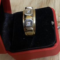 Золотое кольцо с бриллиантами мужское