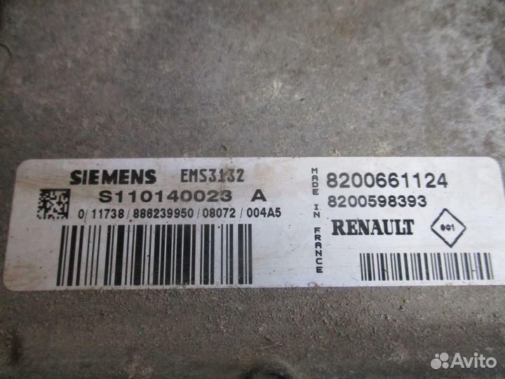 Комплект эбу Renault Logan 1 1.6 K7M 2008г