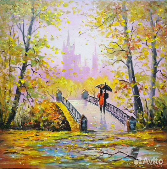 Московская осень, 40х40, холст масло