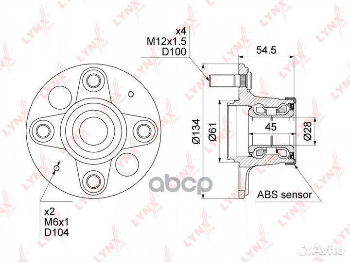 Ступица колеса зад прав/лев WH1079 lynxauto