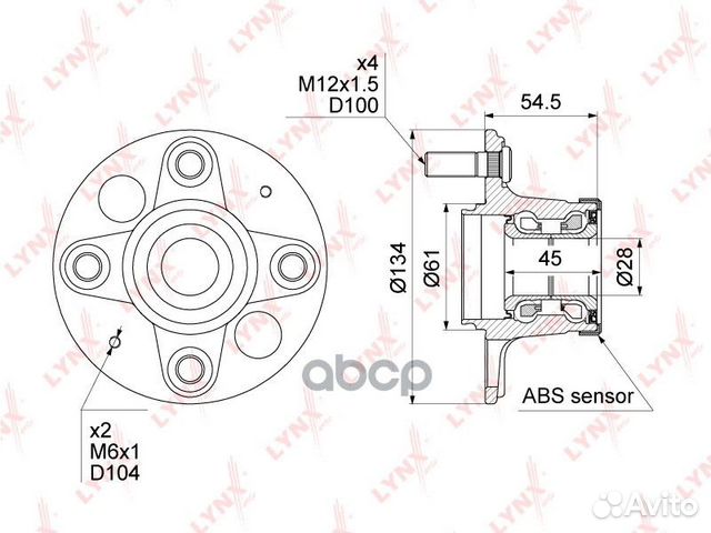 Ступица колеса зад прав/лев WH1079 lynxauto