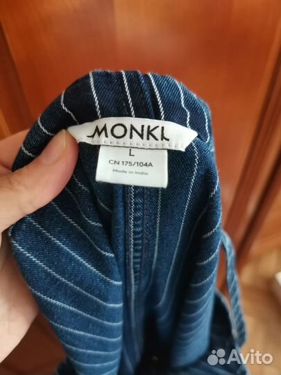 Джинсовый сарафан monki в полоску L