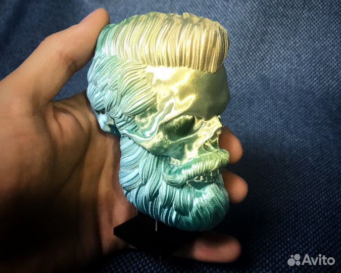 Фигурка/Статуэтка Череп с бородой для Барбершопа