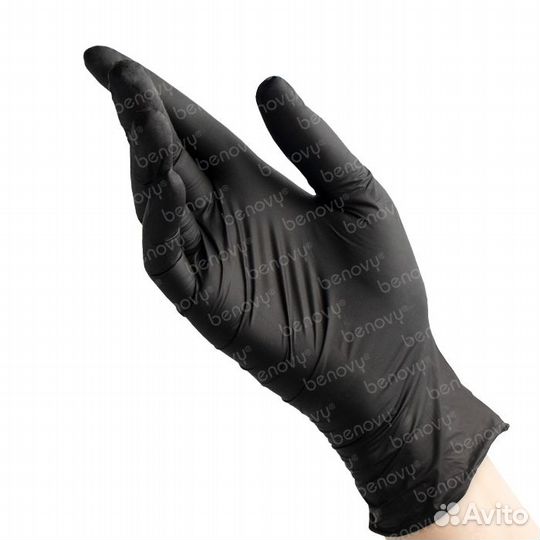 Перчатки нитриловые benovy Nitrile MultiColor, чер
