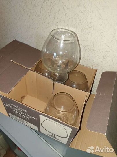 Бокалы коньячный стекло + bohemia новые