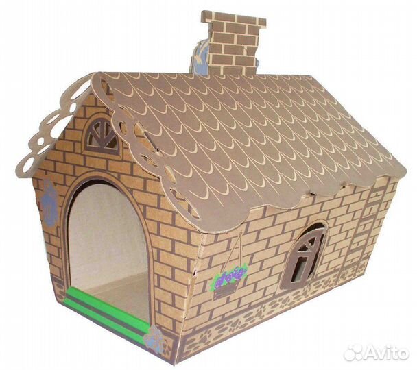 Картонный игровой домик для кошек, 45см