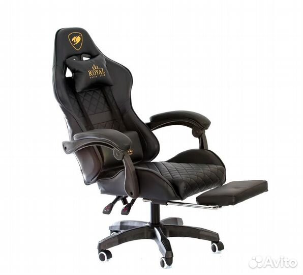 Игровое компьютерное кресло с подставкой для ног