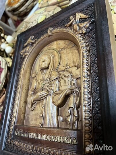 Икона Матрона Московская из дерева