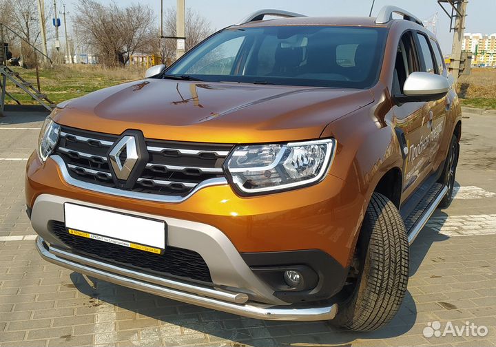 Renault Duster2021 Защита перед. бампера двойная
