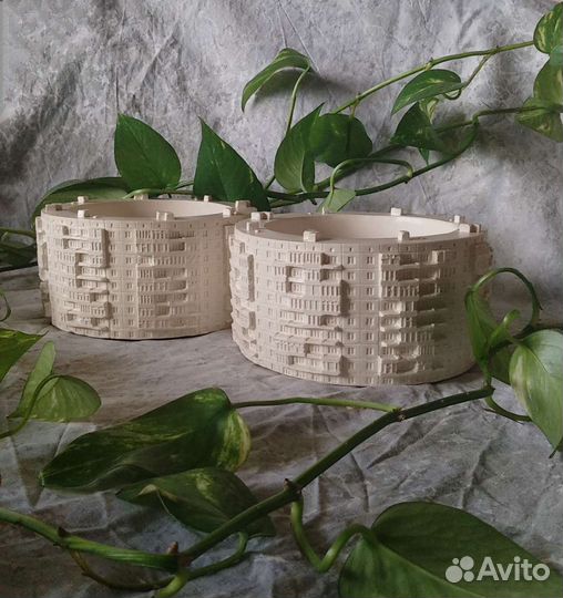 Кашпо многоэтажка панелька пятиэтажка гипс