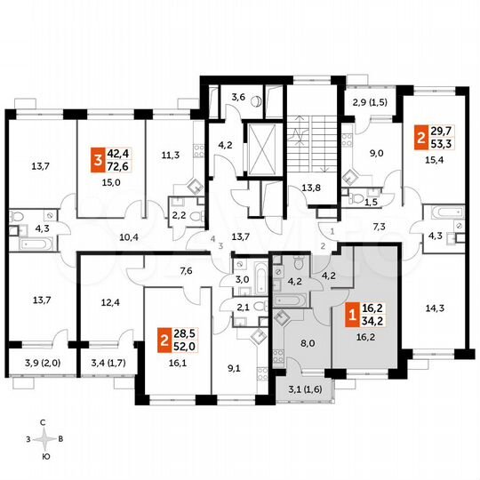1-к. квартира, 34,2 м², 2/9 эт.
