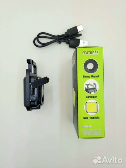 Фонарь с карабином аккумуляторный металл