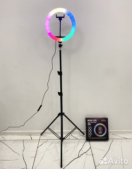 Кольцевая лампа 26 см цветная + Штатив + Доставка