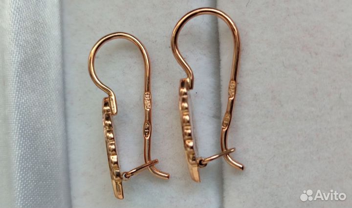 Серьги золотые листики 583 СССР без камней