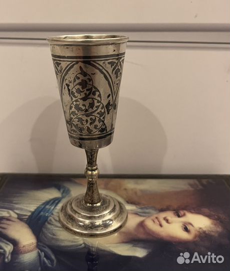 Рюмка Кубачи серебро 875 чернь СССР