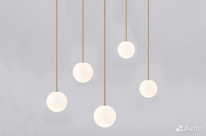 Светильник подвесной стеклянный белый шар 12 см