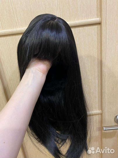 Парик черный с челкой новый