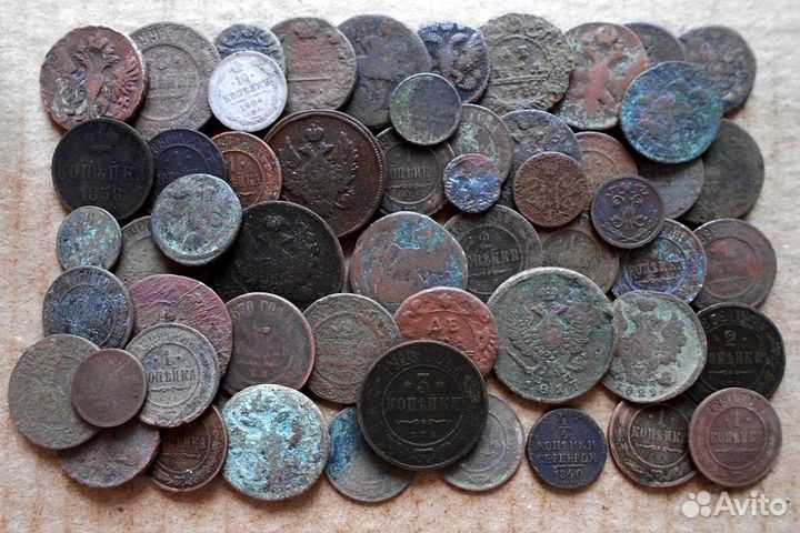 Старинные медные монеты 50 штук (лот-19 ) +серебро