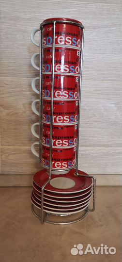 Набор кофейных чашек на подставке