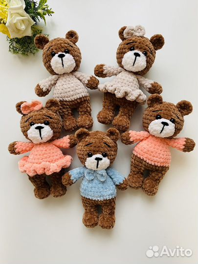 Вязаный мишка, плюшевый медведь, мишка Тедди