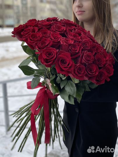 Красные розы 60см