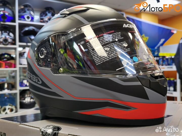 Шлем мото интеграл Acerbis чёрно-красный