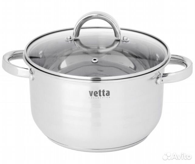 Кастрюля 4,0 л Фултон, нержавеющая сталь, стеклянн