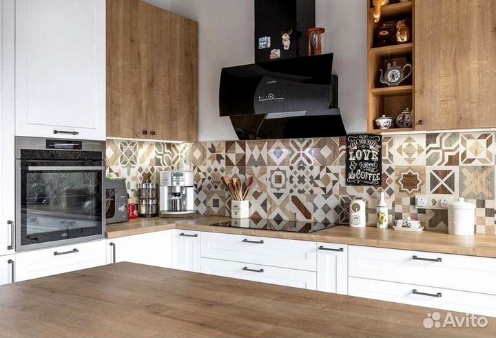 Кухонный гарнитур угловой в потолок и с островом