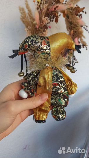 Ёлочная игрушка Арлекин фарфоровая кукла 2 шт