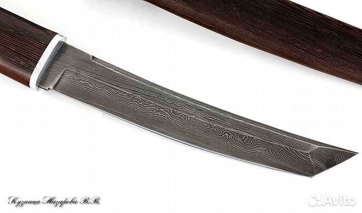 Нож Танто большой дамаск дольной венге деревянные