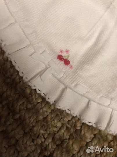 Вязаная шапочка- панамка для малышки 6-12мес