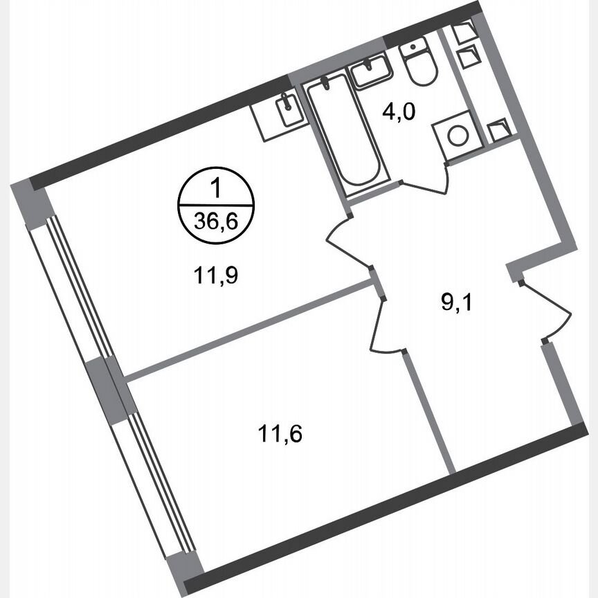 1-к. квартира, 36,6 м², 6/17 эт.