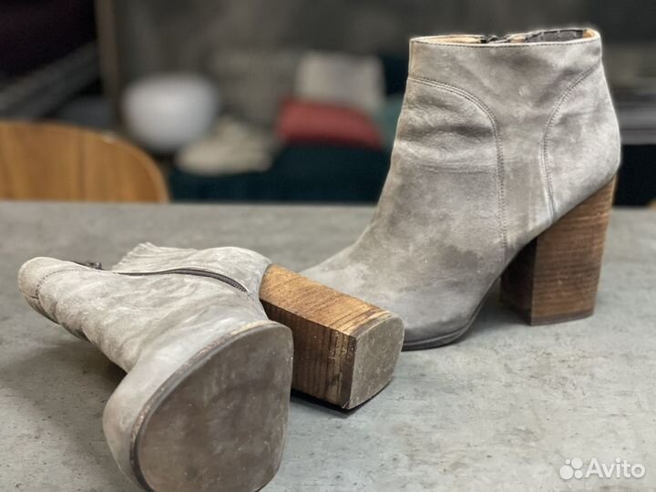 Ботильоны серые 39 замша