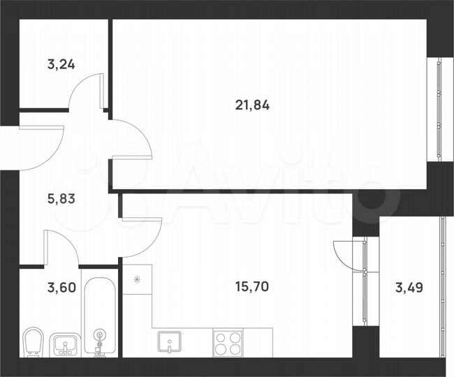 1-к. квартира, 53,7 м², 4/5 эт.
