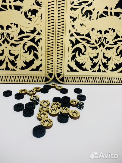 Нарды новые большие подарочные с волком и орлом