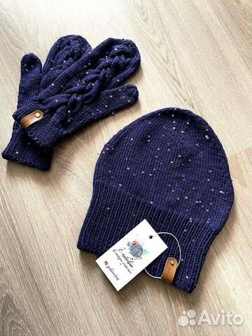 Комплект шапочка бини+варежки