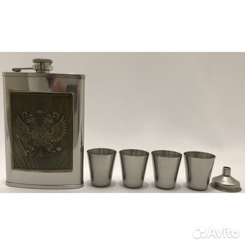 Фляжка 250 мл+4 стопки+воронка 