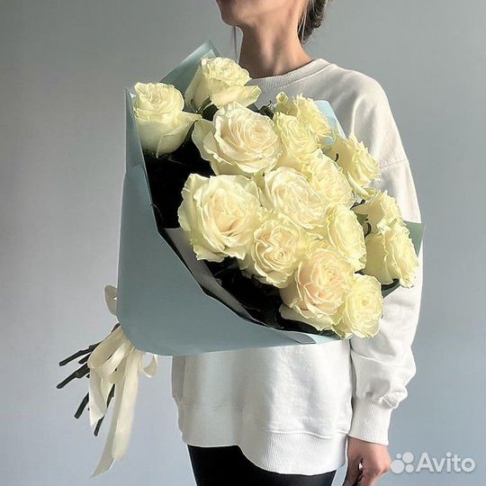 Роза белая, букет из 45 белых роз доставка Динская