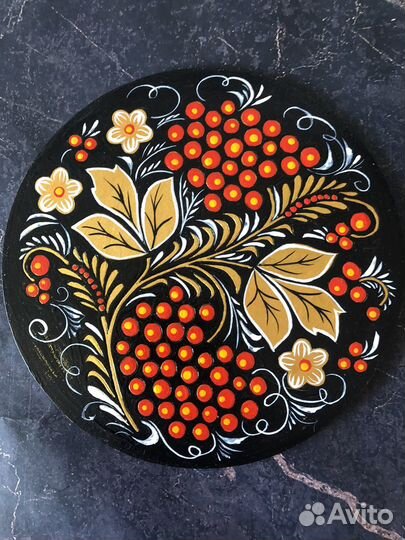 Тарелка декоративная ручная роспись по дереву