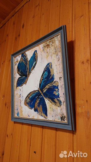 Бабочки. Акрил, поталь 40 х 40
