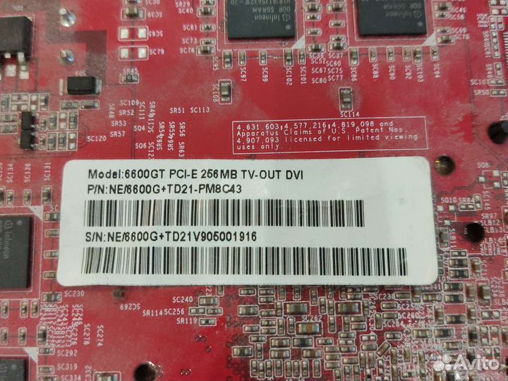 Видеокарта 6600GT PCI-E 256Mb TV-OUT DVI