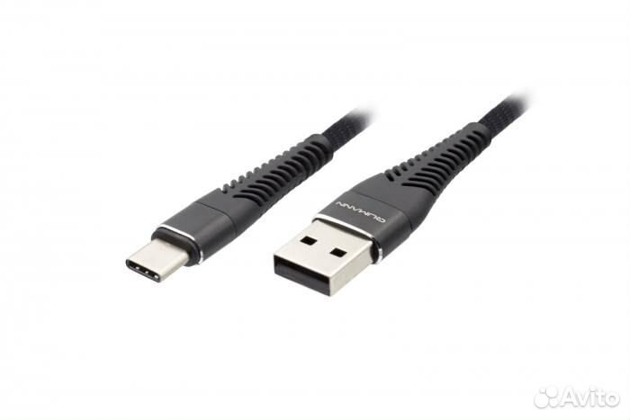 Кабель Qumann Type-C 1м 2,1А ткан.оплётка гибкий к